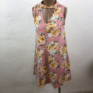 ALYA Mauve PINK Floral SUMMER  Flower SUN DRESS  S